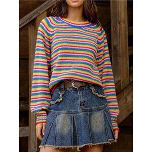 Rainbow Striped Pullover Sweater